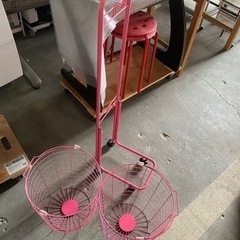 ランドリーバスケット　2段　ピンクの画像