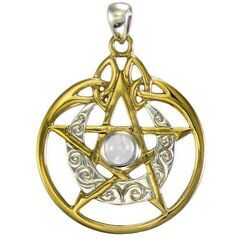 MM Vermeil Crescent Moon Pentacle Pend..