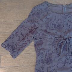 新品👀‼️シックな紫薔薇刺繍パープルワンピースの画像