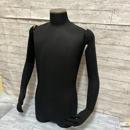 トルソー マネキン 関節可動 腕あり 男性用 黒 腕取外し式