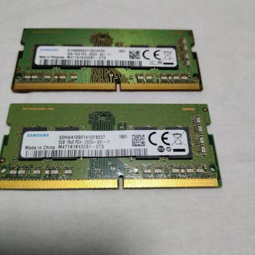 ノートPC用メモリ SAMSUNG DDR4-2666 8GB ２枚（計16GB）