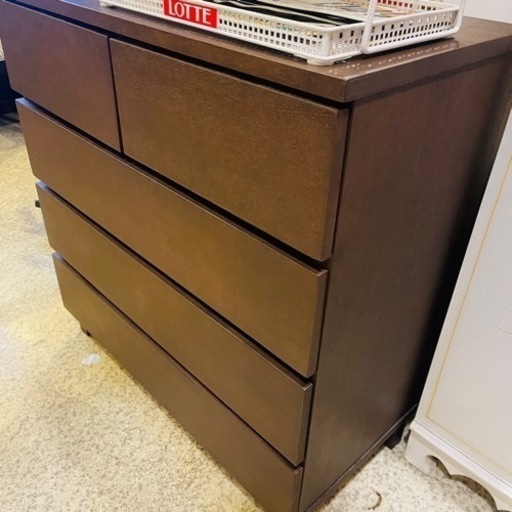 《売約済》【池上店】無印 MUJI 無印良品 ワイドチェスト チェスト タンス 引き出し ブラウン 検　ウォールナット　ウォルナット　4段　収納　オーク　オーク材　無垢材　衣類収納　リビング収納　サイドボード　