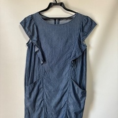 ワンピース S GU(ジーユー) ノースリーブ フリル デニム