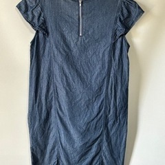ワンピース S GU(ジーユー) ノースリーブ フリル デニムの画像