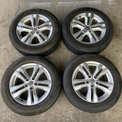 H411-1)225/60R17+エクストレイル17インチアルミ中古4本セット！7J-17+40 