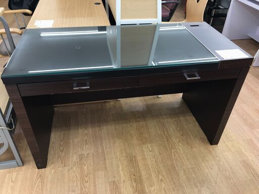 ★ジモティ割あり★ 富武家具 デスク ダークブラウン H74×W130×D60 クリーニング済み KJ4865