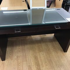 ★ジモティ割あり★ 富武家具 デスク ダークブラウン H74×W130×D60 クリーニング済み KJ4865