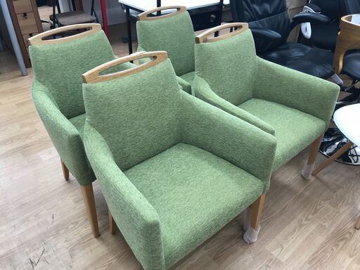 ★ジモティ割あり★  ダイニングチェアセット4人用 グリーン  クリーニング済み KJ4866