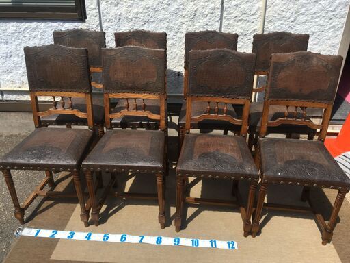 EA236) アンティークチェア 8脚 革製品  ヨーロッパ輸入品  中古品【取りに来られる方限定】