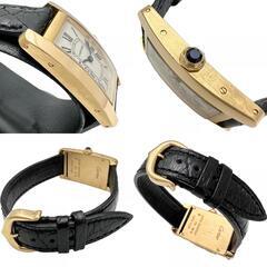 【CARTIER/カルティエ】 タンクアメリカンSM  W2601556 腕時計 K18YGイエローゴールド/レザー クオーツ 白文字盤/黒革ベルト（社外製）/ 尾錠純正 レディース【中古】【真子質店】【BL】【MaYxx】の画像
