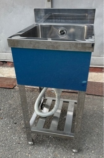 業務用 美品 1槽シンク 幅400×奥450×高さ800+90(mm)栓 流し台 一層シンク 一層 1層 店舗用品 厨房機器一槽シンク 大阪発