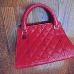 赤いヘビ革のバック