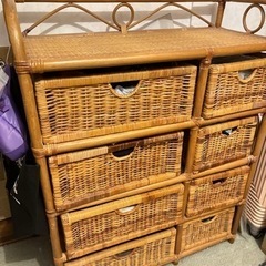 家具 収納家具 ラタンのタンス 四段 キャビネット