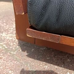シギヤマ家具　LEATHER WOOD180　本革張り３人掛けソファー『中古良品、小傷あり』の画像