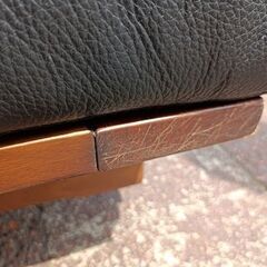 シギヤマ家具　LEATHER WOOD180　本革張り３人掛けソファー『中古良品、小傷あり』の画像