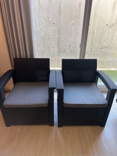 商談中　大型ラタン調ファニチャーセット エリス ブラック ラタン調 お庭でも室内でも テラス ベランダ