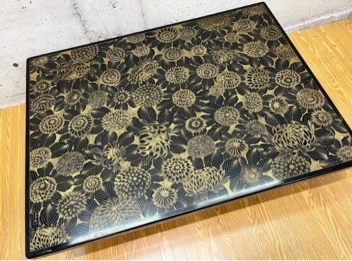 玉水刻 玉水 座卓テーブル 菊柄 木製 センターテーブル テーブル ローテーブル