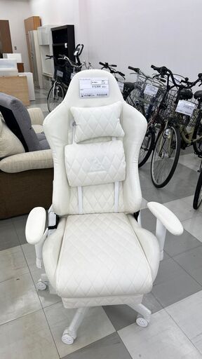 ★ジモティ割あり★  ゲーミングチェア ホワイト H×D×W クリーニング済み TC192