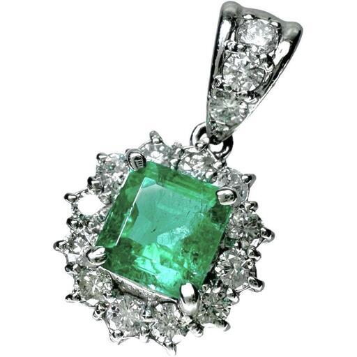 エメラルド 1.69ct ダイヤモンド計 0.57ct ネックレス Pt850プラチナ