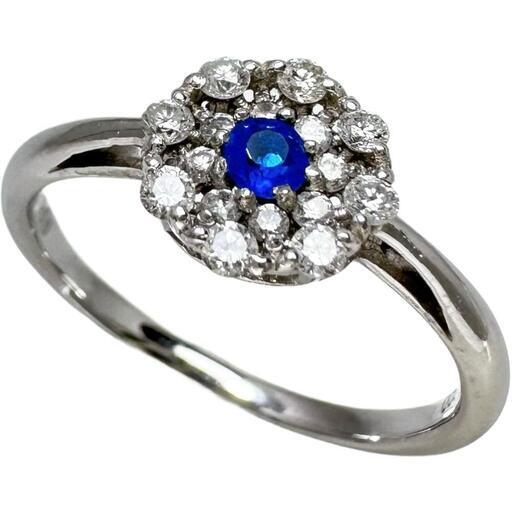 Pt1000　天然ダイヤモンドリング　サイズ8号　D0.05ct　純プラチナ サファイアxダイヤモンド プラチナリング S: 1.95 ct D: 1.08ct Pt900