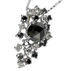 ブラックダイヤモンド 1.23ct ダイヤモンド 0.60ct ネックレス K18WGホワイトゴールド 18金 4.2g 45cm レディース【中古】【真子質店】【NN】【MoTMi】