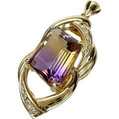 アメトリン 11.91ct ダイヤモンド 0.13ct ペンダントトップ K18ゴールド 18金 11.5g レディース【中古】【真子質店】【NN】【MiDK】
