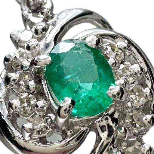 エメラルド 0.20ct ダイヤモンド ペンダントトップ Pt900プラチナ 1.5g