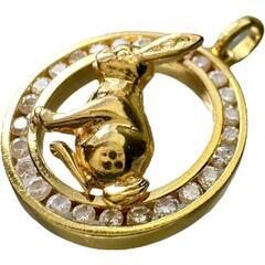 ウサギモチーフ ダイヤモンド ペンダントトップ K18ゴールド 18金 4.1g