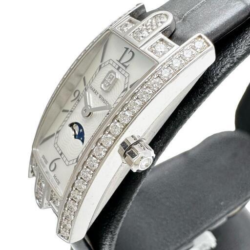【HARRY WINSTON/ハリーウィンストン】 アヴェニューCミニ ダイヤベゼル VCQMP16WW001 保証書付き(2018年) 腕時計 K18WGホワイトゴールド/レザー クオーツ ホワイトシェル文字盤/ダークグレー革 レディース【中古】【真子質店】【BL】【MiTMox】 HARRY WINSTON/ハリーウィンストン】 アヴェニューCミニ ダイヤベゼル