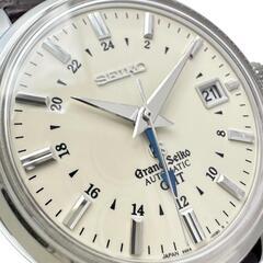 【SEIKO/セイコー】 グランドセイコー メカニカル GMT SBGM003(9S56-00B0) 保証書付き 腕時計 ステンレススチール 自動巻き/オートマ ベージュ文字盤/ブラウン革 メンズ【中古】【真子質店】【GD】【TYSMo】の画像