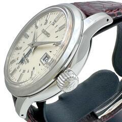 【SEIKO/セイコー】 グランドセイコー メカニカル GMT SBGM003(9S56-00B0) 保証書付き 腕時計 ステンレススチール 自動巻き/オートマ ベージュ文字盤/ブラウン革 メンズ【中古】【真子質店】【GD】【TYSMo】の画像