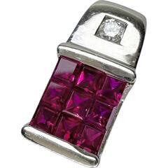 ミステリーセッティングルビー 0.80ct ダイヤモンド 0.05ct ペンダント