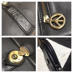 激レア モスキーノ レザーブリーフケース 書類カバン ブラック 良品の画像