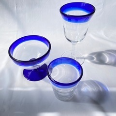 メキシコ EMPORION ビンテージ 蚤の市 コップ ワイングラス マルガリータガラス 食器 民芸品の画像