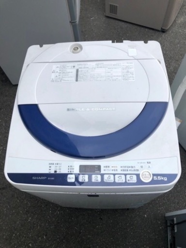 北九州市内配送無料　保証付き　シャープ ５．５ｋｇ全自動洗濯機 ES-G5E2-KB