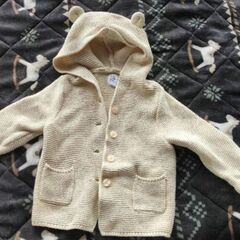 GAP くま耳カーディガン ベビーアウター ホワイト 80 トップス