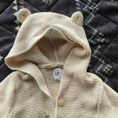 GAP くま耳カーディガン ベビーアウター ホワイト 80 トップスの画像