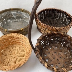竹籠 竹クラフト 竹細工　花籠 6個 お花 フラワー 園芸用品 小物入 バスケット ガーデニングの画像