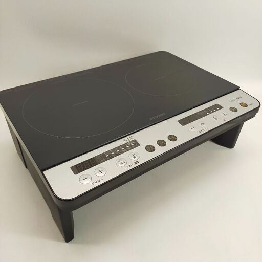 7/5終NH 2021年製 アイリスオーヤマ 2口IHコンロ IHK-W12SP-B 1400W 100V 脚付き 24d菊NS
