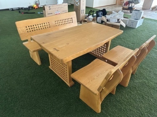 高級品　一枚物　テーブル　イスセット