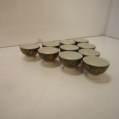 ☆九谷焼　青粒　酒盃　盃　お猪口　ぐい呑み　陶器　工芸品　10客セットの画像