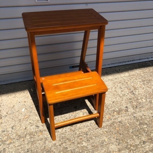 美品 木製二段踏台