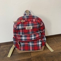 美品♡赤チェック　リュック