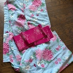 浴衣とピンクの帯のセット