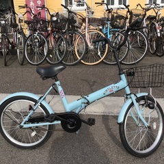 折りたたみ水色整備済中古自転車