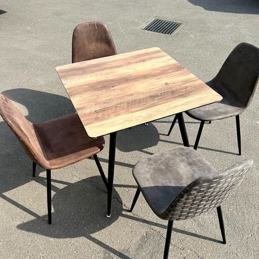 ノーブランド 4人掛け食卓セット 木目調 W80×H76×D80cm 札幌 東区 店頭引取歓迎 ノーブランド 4人掛け食卓セット 木目調 W80×H76×D80cm 札幌 東