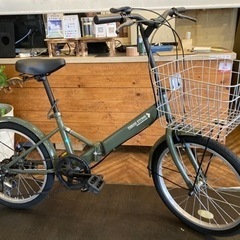 【チェーン新品！】6段変速　20インチカゴ付き折りたたみ自転車　...