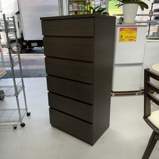 ②【超美品‼️】定価24,990円♪ ニトリ 60cm幅6段ハイチェスト(エレア3) タンス 衣類収納家具 木目調ダークブラウン♪