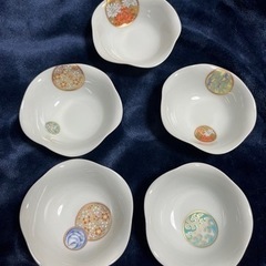 深川製磁　小皿揃　5枚組　寿赤絵の画像