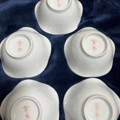 深川製磁　小皿揃　5枚組　寿赤絵の画像